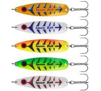 5pcs Fishing Spoon Lures Spinners Baits Hard Metal Jigs Spoon Fall Pitch Lures with Treble Hook Jigging Bait Casting for Bass Cod Mackerel Trout (15g-5pcs)