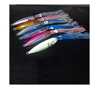 5PCS Fishing Squid Baits Swim Bass Fly Jig Rubber Lure 40g 60g 80g 100g 120g 150g 180g 200g DaJiKan (Color : 100g)