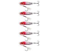 5Pcs Fishing Tackle Metal Cast Jigging Spoon Lures High Reflective Hard Baits with Treble Hook Sinking Fishing Baits Double Angling Attract