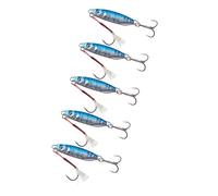 5Pcs Fishing Tackle Metal Cast Jigging Spoon Lures High Reflective Hard Baits with Treble Hook Sinking Fishing Baits Double Angling Attract