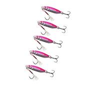 5Pcs Fishing Tackle Metal Cast Jigging Spoon Lures High Reflective Hard Baits with Treble Hook Sinking Fishing Baits Double Angling Attract