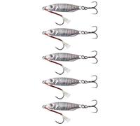 5Pcs Fishing Tackle Metal Cast Jigging Spoon Lures High Reflective Hard Baits with Treble Hook Sinking Fishing Baits Double Angling Attract