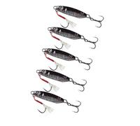 5Pcs Fishing Tackle Metal Cast Jigging Spoon Lures High Reflective Hard Baits with Treble Hook Sinking Fishing Baits Double Angling Attract