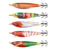 5PCS Fishing Temptation Shrimp Lure Bait Grow Jig Hook 9.6g Glow Squid Jig Artificial Hard Bait Cortorfish Hook