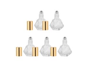 5pcs Five Pointed Star Roll on Bottle 5ml Glass Refillable Golden