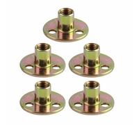 5Pcs Flange Coupling 3 Hole Lock Nuts T Nut with Flange Galvanized Iron Furniture Fixing Tee Round Base Nut for M10 Furniture Assembly and Connection Fasteners
