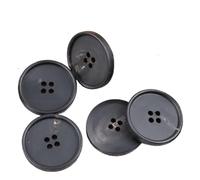 5Pcs Flat Black Water Buffalo Horn Buttons 15mm to 25mm (Fine Edged Black, 25 mm 5Pcs)