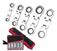 5pcs Flexible Ratchet Wrench Set Compact Pocket Tools for Tight Spaces Double Box End Design for Efficient Use