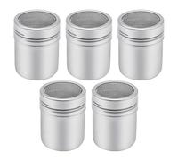 5Pcs Flour Shaker Set, Fine Mesh Sugar Salt Cocoa Duster Chocolate, Multi Purpose Powder Stainless Steel Sifter for Baking, Cooking, Cappuccino Coffee Decorating