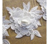5pcs Flower Cotton Crochet 3D Multi-Layer Floral Lace Ribbon Trim Edge 10 * 12cm/ 4 * 4.7inches Wide Vintage Style White Embroidered Applique Fabric Sewing Craft Wedding Bridal Dress Embellishment