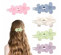 5pcs Flower Flat Hair Clips for Women - Non-Slip French Alligator Clips, Stylish Braided Hair Clips, Frosted Duck Billed Hair Claw Clips, Elegant Hair Accessories in 5 Colors