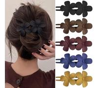 5PCS Flower Flat Hair Clips Non-Slip Matte Hair Clamps Floral Design French Alligator Clips Cute Clip Hair Claw Hair Accessories for Women Girls