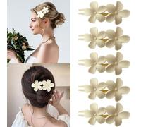 5PCS Flower Hair Clips for Women - White French Flat Hair Claw Matte Clips for Thick Hair Non-Slip Cute Duck Billed for Girls
