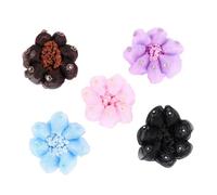 5pcs Flower Hair Nets Elastic Hair Tie Diamond Net Yarn