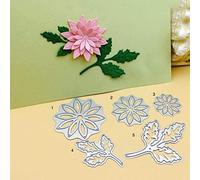 5Pcs Flower Leaf Cutting Dies for Card Making，Cutting Dies Cut Stencils for DIY Scrapbooking Photo Album Decorative Embossing Paper Dies for Card Making Templated+Cute Brooch Pin