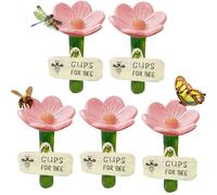 5pcs Flower-Shaped Ceramic Bee Watering Station, Bee Watering Stations for Garden with Flower Design, Outdoor Pollinator, C Cups for Lawn Driveway Farm Patio