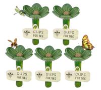 5pcs Flower-Shaped Ceramic Bee Watering Station, Bee Watering Stations for Garden with Flower Design, Outdoor Pollinator, C Cups for Lawn Driveway Farm Patio