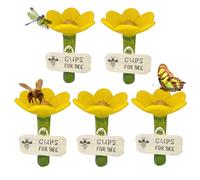 5pcs Flower-Shaped Ceramic Bee Watering Station, Bee Watering Stations for Garden with Flower Design, Outdoor Pollinator, C Cups for Lawn Driveway Farm Patio