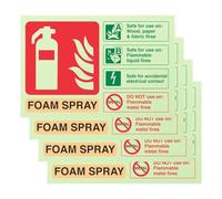 5pcs Foam Fire Extinguisher Label, Glow-in-the-Dark Foam Spray Identification Electrical Safe Fire Extinguisher Sign, Self-adhesive Vinyl Sign