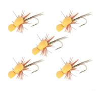 5pcs Foam Fly Bait Dry Fly Lure Mayfly Pattern High Visibility Size 14 Hook Yellow greens for Trout Salmon Bass Steelhead Rough Water Fly Fishing Gear(yellow)