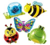 5pcs Foil Balloon Butterfly Balloons, Butterfly Snail Frog Ladybird Bee Foil Balloons, Children's Birthday Party Summer Party Birthday Decoration