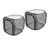 5pcs Foldable Cage House Plants Glass Containers Caterpillars Habitat Cage Mesh Cage Outdoor Habitat Breathable Observation Cage Breeding Cages Outdoor Butterflies Cage(Blackx2pcs,11.8"L x 11.8"W x 11