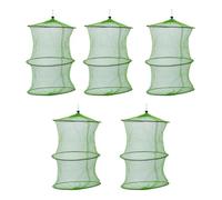 5pcs Foldable Nylon Fish Trap Cage Net for Anglers and Fishermen Green | Three-ring Mesh Design Helps Prevent Escapes, Easy to Use, Dries Faster, Suitable for Lobster Bait, Crab and Small Fish