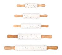 5Pcs Food Grade Colorful Dots Design Silicone Rolling Pin with or Wood Handle Pastries Dough Roller for Home Cooking Nonstick Dough Rolling Pin