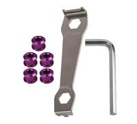5pcs For Bike Chainring Bolts 4.9mm Single Speed Chainwheel Screws Kit with Mounting Wrench, For CNC Aluminum Alloy Nut Set for MTB Road Crankset Repair, Black(Purple)