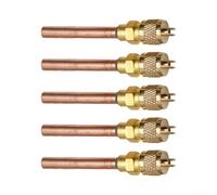 5pcs For HVAC Service Valve Stem Core, Copper Straight Through Adapter for AC Refrigeration, Air Conditioner Compressor Port, R410A R134a Fitting Nozzle