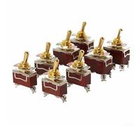 5PCS for TOGGLE Switch Set 3 Way Momentary SPDT Heavy Duty 30A 12VDC 20A 250VAC Waterproof Boot Covers Gold Mahogany Marine Automotive Household Applications Secure(3legs 2gears)