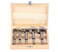 5Pcs Forstner Drill Bit Set, Woodworking Drill Bit Kit with 15mm 20mm 25mm 30mm 35mm Sizes, High Speed Carbon Steel Forstner Hole Drill Bit for Softwood Hardwood Plastic, Comes wit