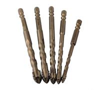 5Pcs Four-Flute Eccentric Drill Bit Set, Carbide Masonry Drill Bits for Glass, Tile, Concrete, 6-14mm Sizes, 1/4 Inch Hex Shank for Power Tools