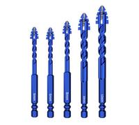 5pcs Four-Flute Eccentric Drill Bit Set, Carbide Triangle Spiral Design for Drilling in Glass, Tile, Brick, Concrete, Granite, Hard