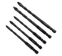 5pcs Four-Flute Eccentric Drill Bit Set, Carbide Triangle & Spiral Design for Precision Drilling in Glass, Tile, Hard Plastic, Cement, Granite(B)