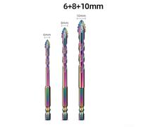 5pcs Four-Flute Eccentric Drill Bit Set for Glass Tile, Carbide Tip, Hex Shank, Punching and Drilling in Tile, Glass, Hard Plastic, Cement, Granite, and Concrete(A)