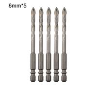 5pcs Four-Flute Eccentric Drill Bit Set for Glass Tile Punching, 3mm/4mm/5mm/6mm/8mm, Carbide Tip, Hex Shank 1/4 Inch