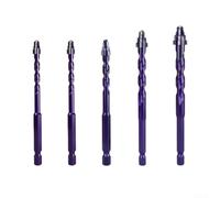 5pcs Four|Flute Triangle Eccentric Drill Bits Set for Glass Granite Concrete| Carbide Tipped 6|12mm with 1/4 Inch Hex Shank