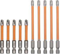 5Pcs FPH2 Magnetic Screwdriver Bit, Electrician Cross And Slotted Head Bits For Electrician, 1/4'' Hex Shank Screw Driver Drill, 65Mm & 110Mm Length Hard Steel Bits HRC63 (65mm+110mm)