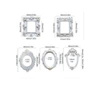 5Pcs Frames -White Small Vintage Flower Oval Rectangle Baroque Frames Table Top Frame for Holiday Partys Decor