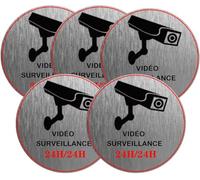 5Pcs French Video Surveillance Sign Stickers Bilingual Security Camera Labels Weatherproof Security Sign 6x6 Inch-Silvery Camera Warning Label Adhesive Decals for Indoor Outdoor Use