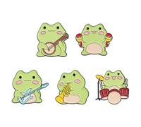 5pcs Frog Music Enamel Pins Funny Cute Guitar Frog Brooches Cartoon Animal Brooch Badge for Backpacks Badges Hats Bags Deco Jewelry Gift