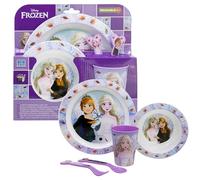 5PCs Frozen Reusable Dinnerware Set - 260ml Cup, Stacking Bowl, Plate, Fork and Spoon, BPA Free Children Microwave Tableware Cutlery Set 4+Years
