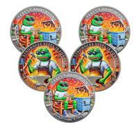 5PCS Fun Dumpster Fire Frog Challenge Coin - The Strongest Steel is Forged Dumpster Fire Coin - Emotional Support This is Fine Chip - Funny Desk Accessories for Work - Inspirational Gift for Men Women