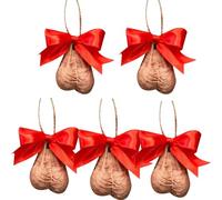 5PCS Funny Acrylic Christmas Ball Ornament,2D Ballballs Rude Baubles Hanging Ornament,Bow-Knot BallBalls Pendant Ornaments,Unique Hanging Santa Christmas Tree Ornaments for Home Holiday Naughty Decor