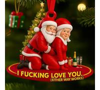 5pcs Funny Christmas Ornaments 2025, Growing Old Together with Santa and Mrs. Claus Christmas Ornament, White Elephant Gifts Stocking Stuffers for Adults, Xmas Party Decorations Supplies