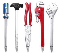 5PCS Funny Pen Set Novelty 6.2x0.4 Inch Tools Pen with Magnet, Vise, Wrench, Screwdriver, Hammer, Silver Wrench for Office