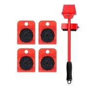 5PCS Furniture Lift Mover Tool, Professional Furniture Transport Roller, Furniture Movers with C-rowbar 150 KG Capacity, Furniture Moving Tool Set for Furniture, Refrigerator, Sofa, Cabinet(COLOR:Red)