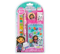 5PCs Gabbys Dollhouse Stationary Set for Kids| Mini Notepad, Eraser, Pencil, Ruler, Sharpener| Back to School Supplies Gifts for Girls 3-12Years