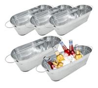 5Pcs Galvanised Planter Trough Planters Outdoor Metal Planter with Handles Garden Planters Metal Plant Pots for Herb Flower Planter 11.4x3.9x3.2'', Planters Outdoor